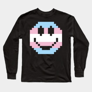 Trans Pride Pixel Smile Long Sleeve T-Shirt